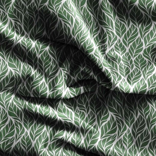 cortinas à medida Natural Pattern Large Leaves Green