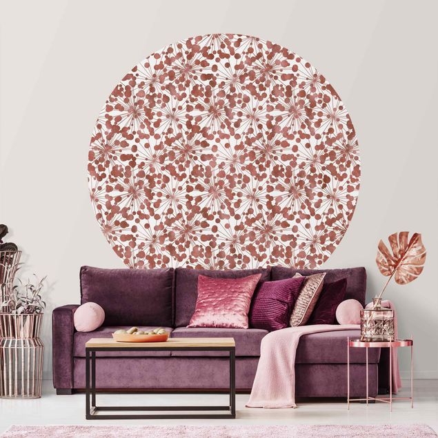 Papel de parede dente-de-leão Natural Pattern Dandelion With Dots Copper