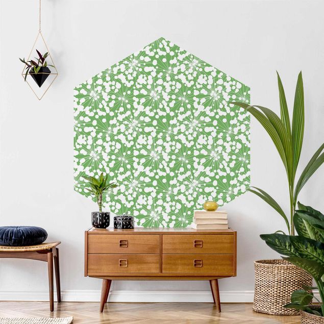 papel de parede para quarto de casal moderno Natural Pattern Dandelion With Dots In Front Of Green