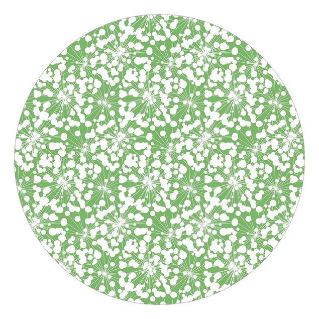papel de parede moderno Natural Pattern Dandelion With Dots In Front Of Green
