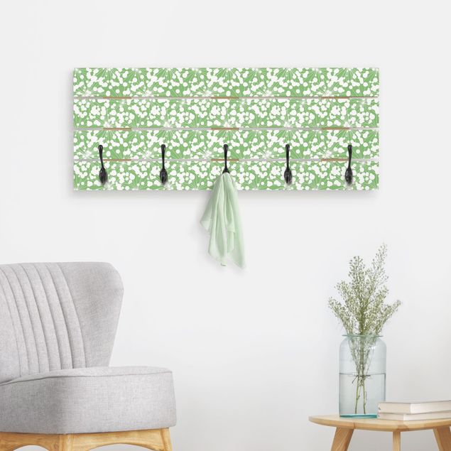 Cabides de parede shabby Natural Pattern Dandelion With Dots In Front Of Green