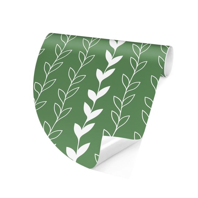 papel de parede moderno Natural Pattern Tendril Lines On Green