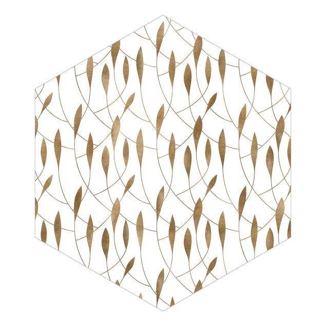 mural para parede Natural Pattern Sweeping Leaves In Gold