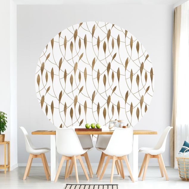 decoraçao para parede de cozinha Natural Pattern Sweeping Leaves In Gold