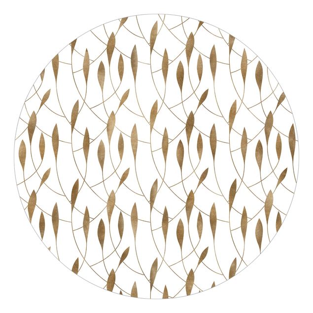 papel de parede para quarto de casal moderno Natural Pattern Sweeping Leaves In Gold