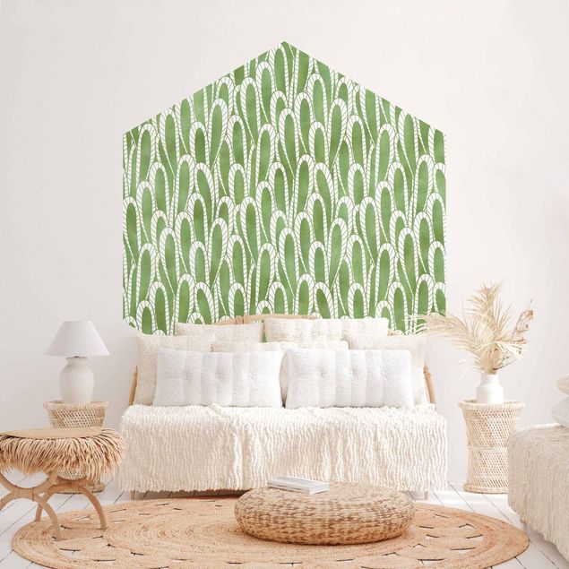 papel de parede moderno para sala Natural Pattern Succulents In Green
