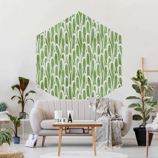 papel parede de flor Natural Pattern Succulents In Green