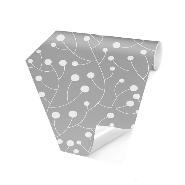 Papel de parede hexagonal Natural Pattern Growth With Dots On Gray