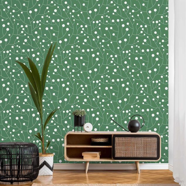 Papel de parede pontos Natural Pattern Growth With Dots On Green