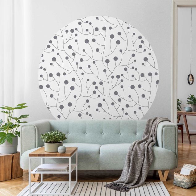 Papel de parede pontos Natural Pattern Growth With Dots Grey