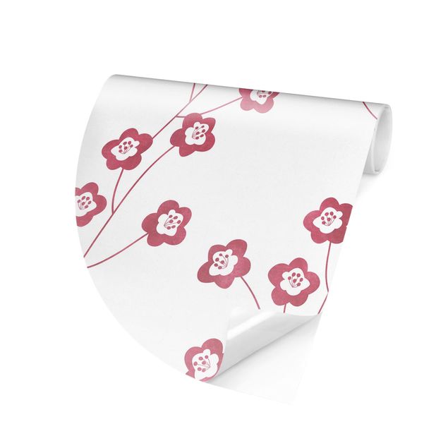 papel de parede moderno Natural Pattern Delicate Flowers In Pink