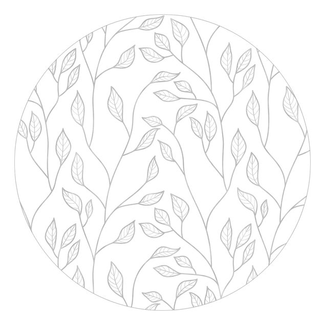 Papel de parede com flores Natural Pattern Branches With Leaves In Grey