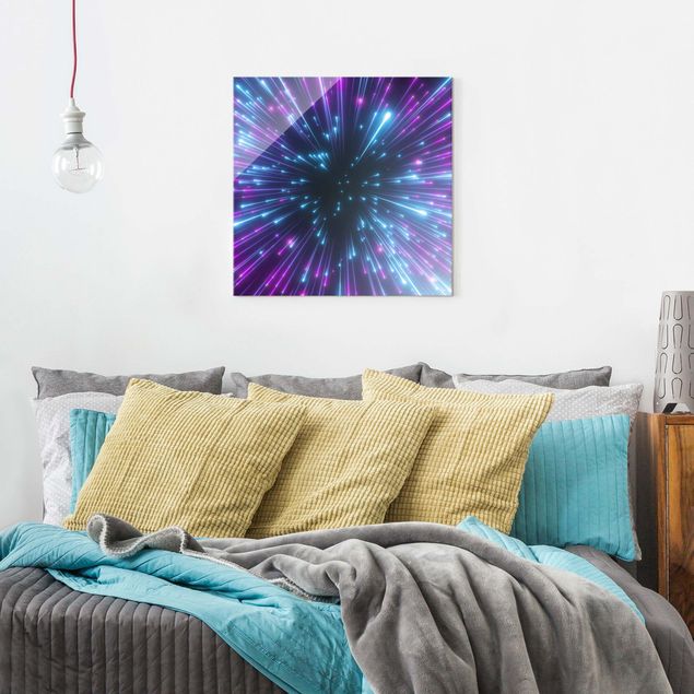 quadros modernos para quarto de casal Neon Fireworks