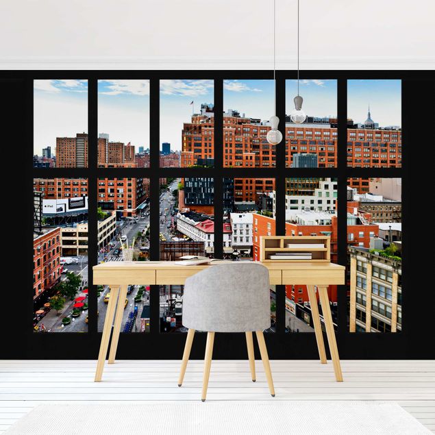 papel de parede moderno para sala New York Window View II