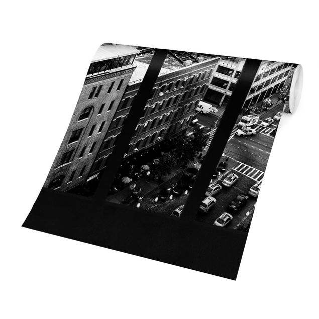 papéis de parede cidade New York Window View Black And White