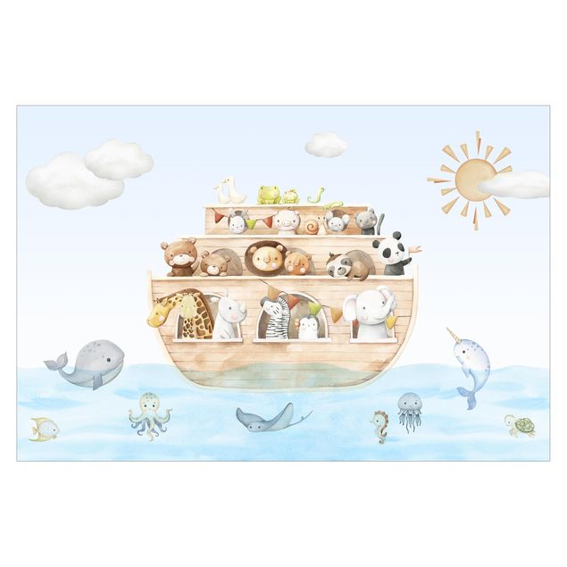 Papel de parede paisagens Cute baby animals on the ark