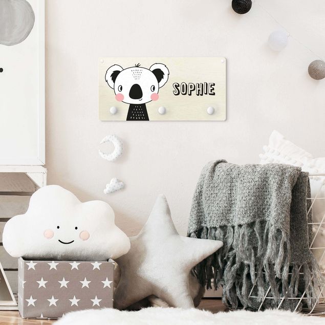 Cabides de parede frases Cute Grinning Koala With Customised Name