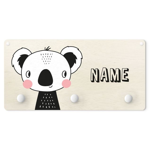 Cabides de parede animais Cute Grinning Koala With Customised Name