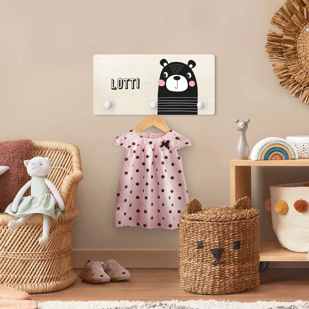 Cabides de parede frases Cute Striped Bear With Customised Name
