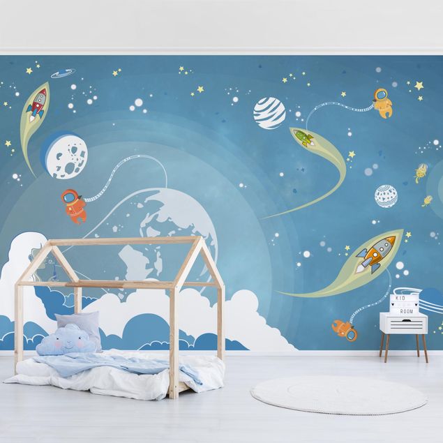 decoração quarto bebé No.MW16 Colourful Hustle And Bustle In Space