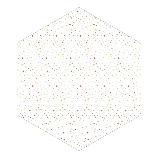 papel parede branco No.YK34 Colourful Stars