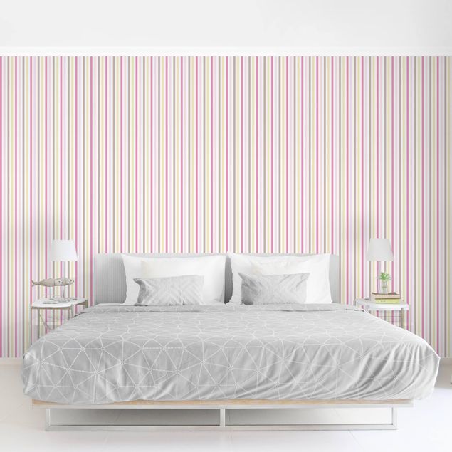 Papel de parede padrões No.YK48 Stripes Pink Yellow