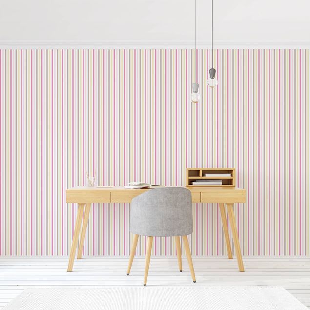 papel de parede moderno No.YK48 Stripes Pink Yellow