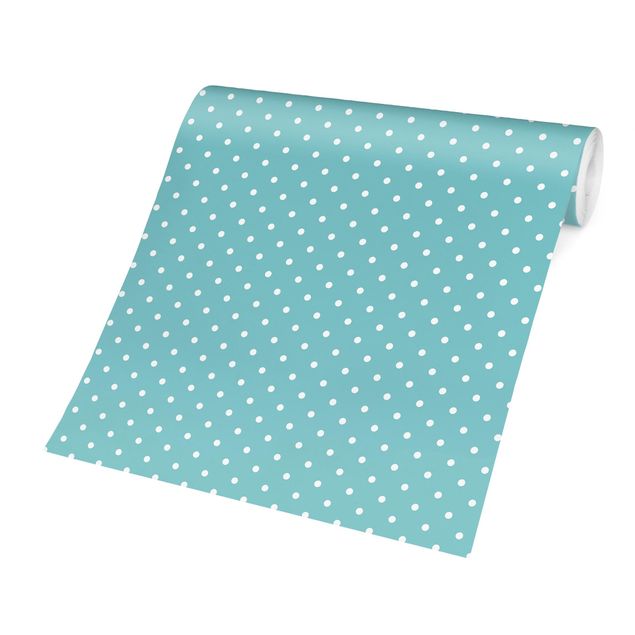 papel de parede moderno No.YK55 White Dots On Turquoise