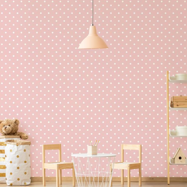 Papel de parede padrões No.YK57 White Dots On Light Pink