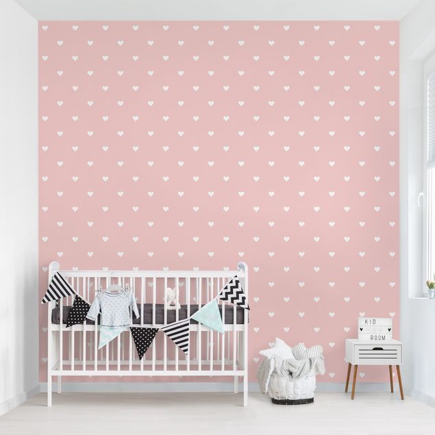 decoração para quartos infantis No.YK59 White Hearts On Pink