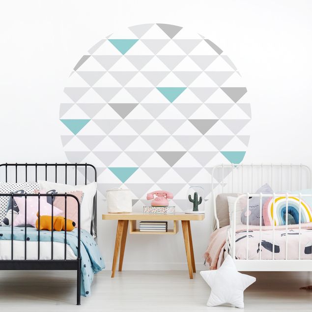 decoração quarto bebé No.YK64 Triangles Grey White Turquoise
