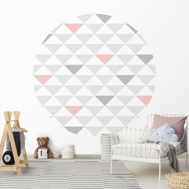 papel de parede geometria No.YK65 Triangles Grey White Pink