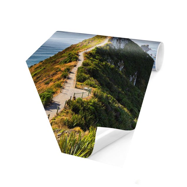 Papel de parede praia Nugget Point Lighthouse And Sea New Zealand