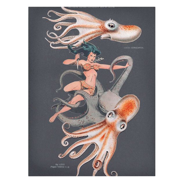 Telas decorativas vintage Nymph With Octopusses