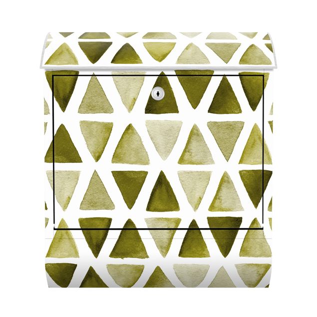 caixas de correio exteriores Olive Coloured Watercolour Triangles