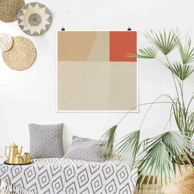 Posters abstratos Orange Square On Beige