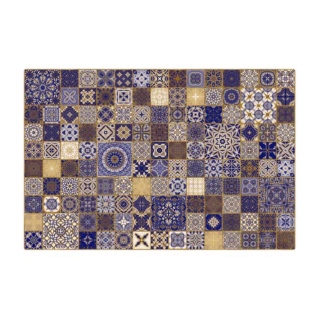 Quadros de Andrea Haase Oriental Tiles Blue With Golden Shimmer