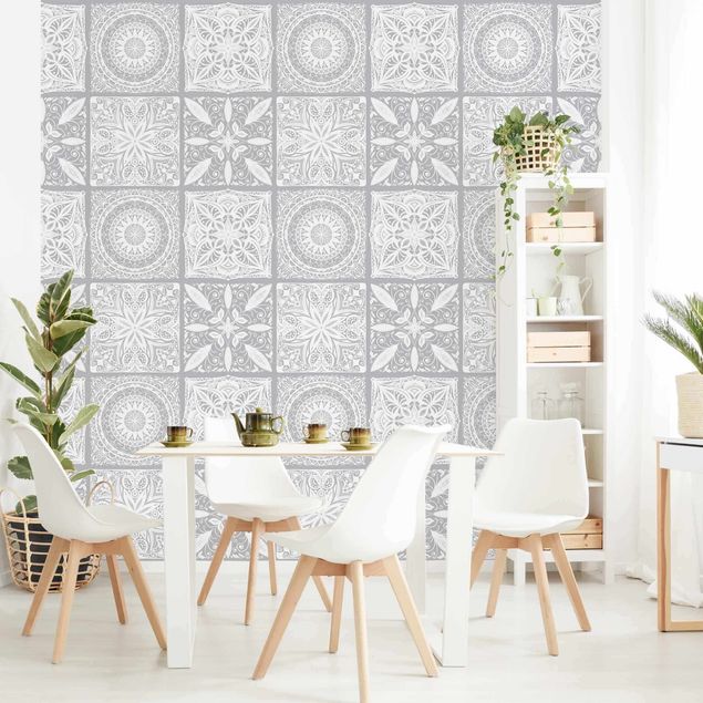 Papel de parede padrões Oriantal Mandala Pattern Mix With Grey