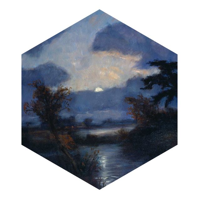 Papel de parede hexagonal Otto Modersohn - Moon Night In The Devil Bog