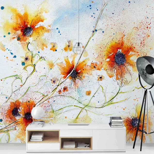 papel de parede floral Painted Flowers