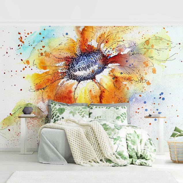 Papel de parede girassóis Painted Sunflower