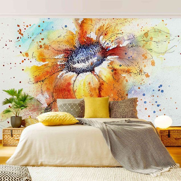 papel de parede moderno Painted Sunflower
