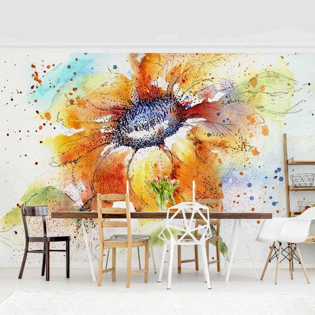 Papel de parede com flores Painted Sunflower