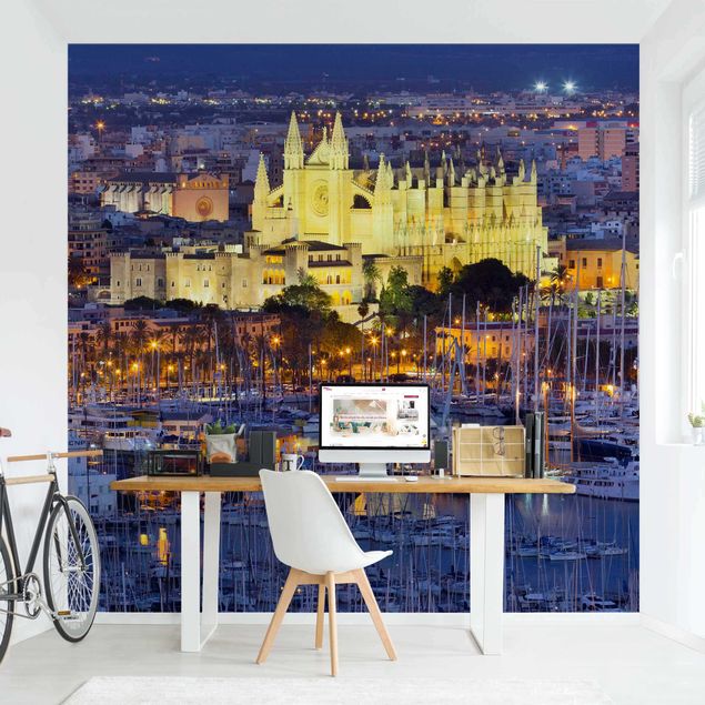 papéis de parede cidade Palma De Mallorca City Skyline And Harbor