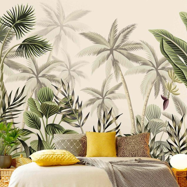 Papel de parede verde Palm Trees In The Jungle
