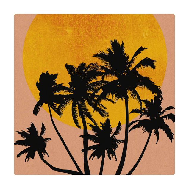 Tapete de cortiça Palm Trees In Front Of Golden Sun