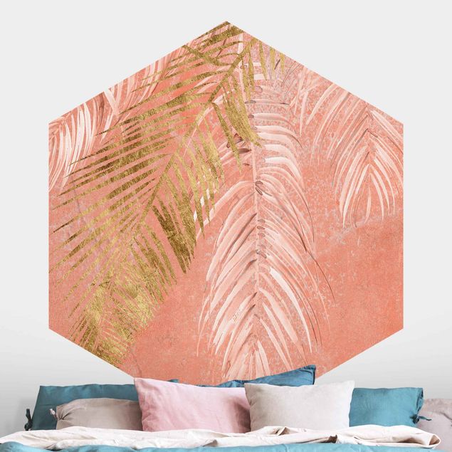 decoraçao cozinha Palm Fronds In Pink And Gold I