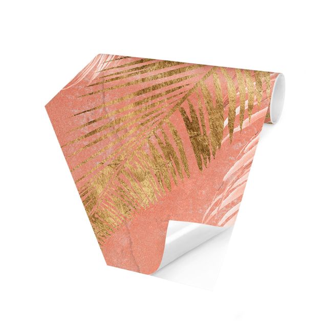 papéis de parede rosa Palm Fronds In Pink And Gold I