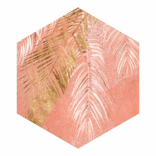 murais de parede Palm Fronds In Pink And Gold I