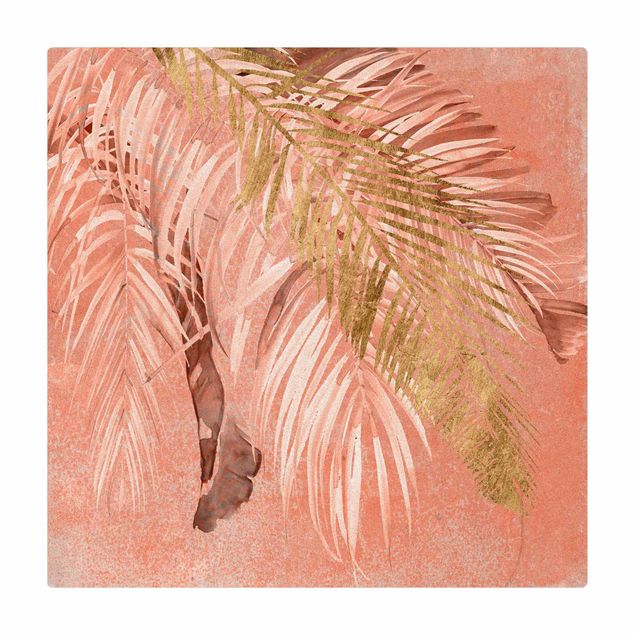 Tapete de cortiça Palm Fronds In Pink And Gold II